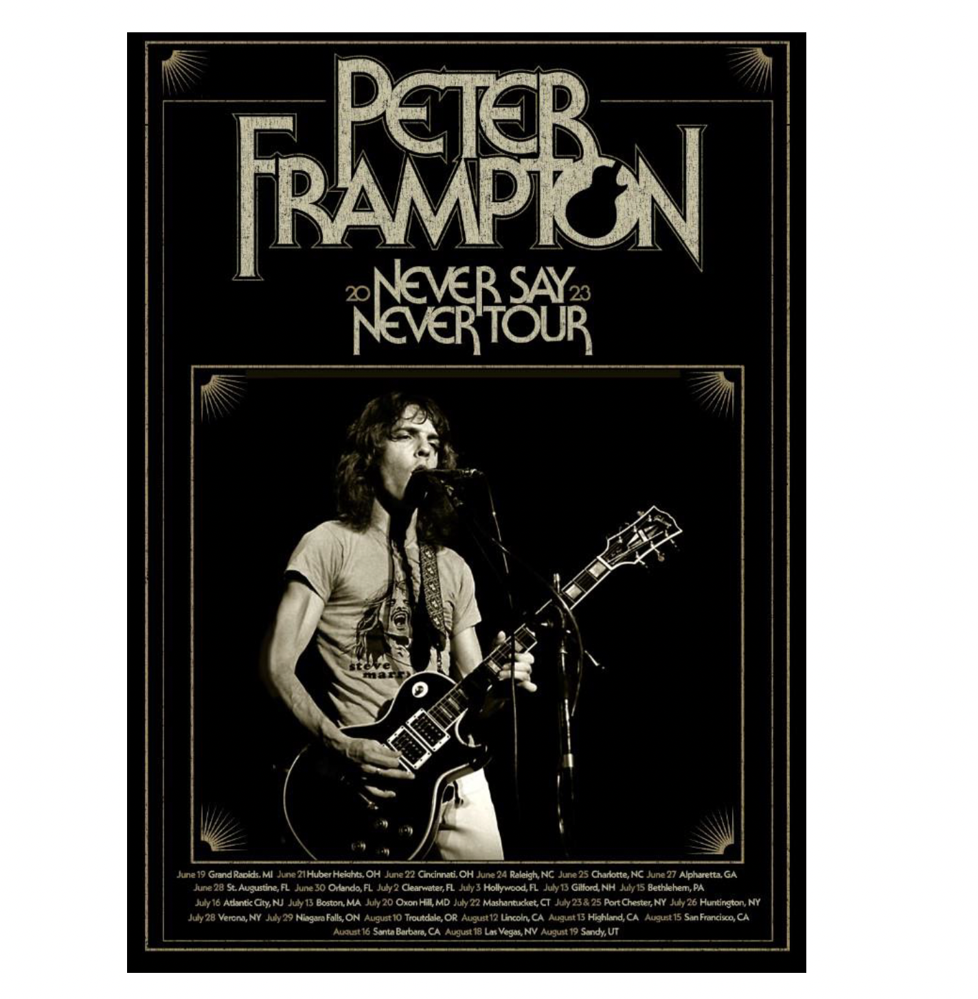 Never Say Never Tour Poster Summer 2023 - Signed by Peter Frampton